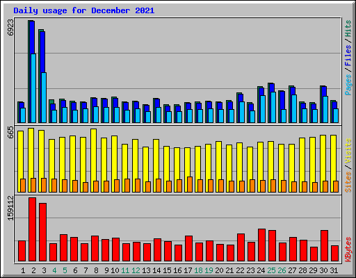 Daily usage for December 2021