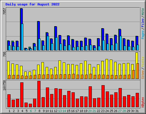 Daily usage for August 2022