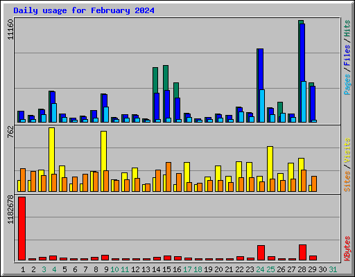 Daily usage for February 2024