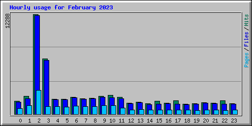 Hourly usage for February 2023