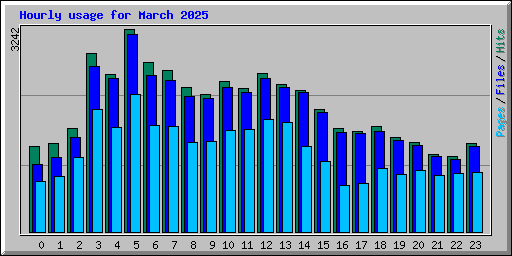 Hourly usage for March 2025